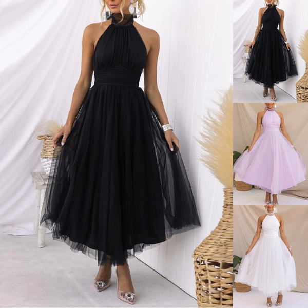 Sexy Halter Holiday Party Dress Women Off Shoulder Formal Gown